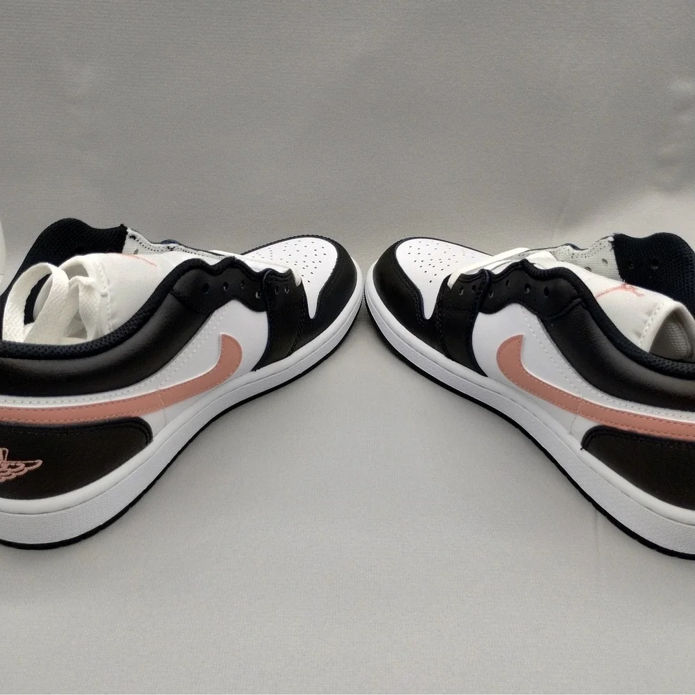 Air Jordan 1 Low Black White Rust Pink Sneakers 553558-034 Mens Size 7.5‎ New